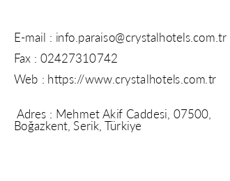 Crystal Paraiso Verde Resort & Spa iletiim bilgileri